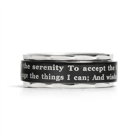 Highly Polished Stainless steel Serenity Prayer Spinner Center Ring