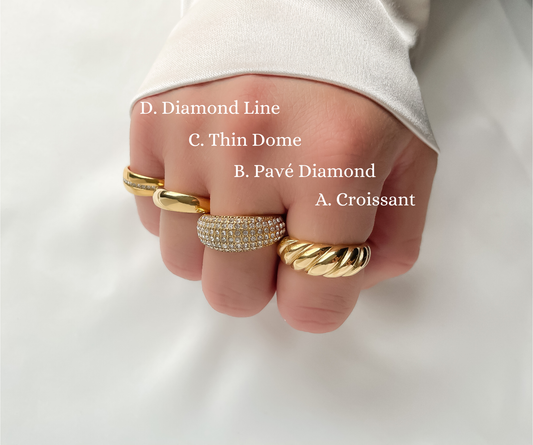 18k Gold Dome Rings - Stainless Steel Chunky Rings