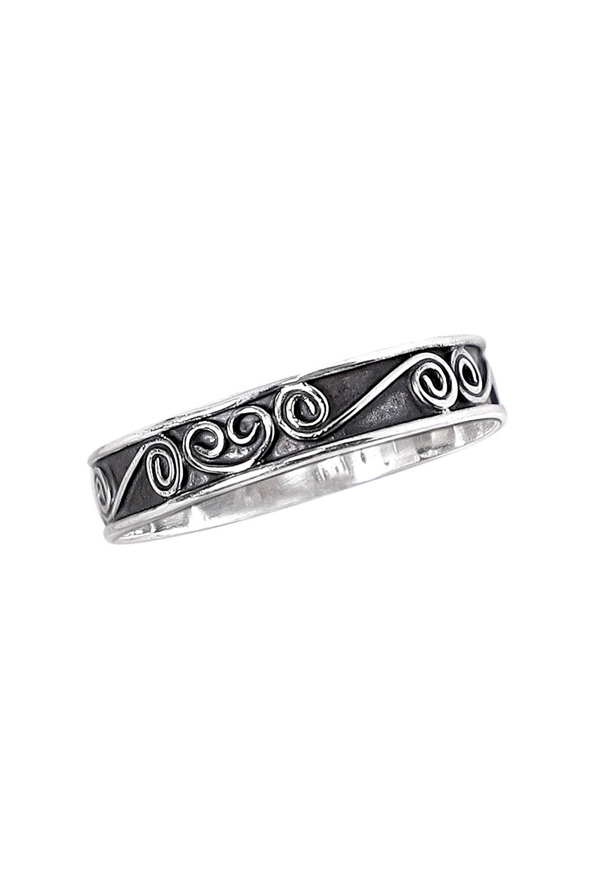 Sterling Silver Wave Pattern Band Ring - SS